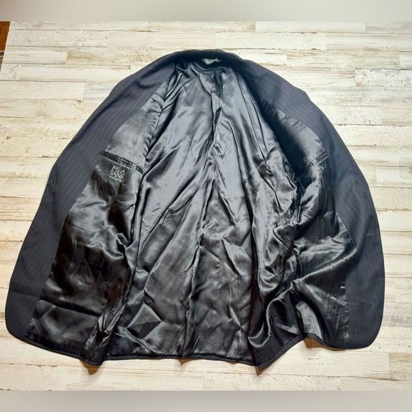 Jos. A. Bank Mens Black Wool Classic Fit Sport Coat Blazer Jacket 43R Pinstripe - Picture 9 of 11